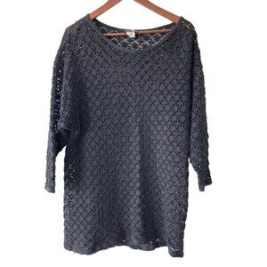 Vintage ELAN USA Crochet Beach Coverup OS Black